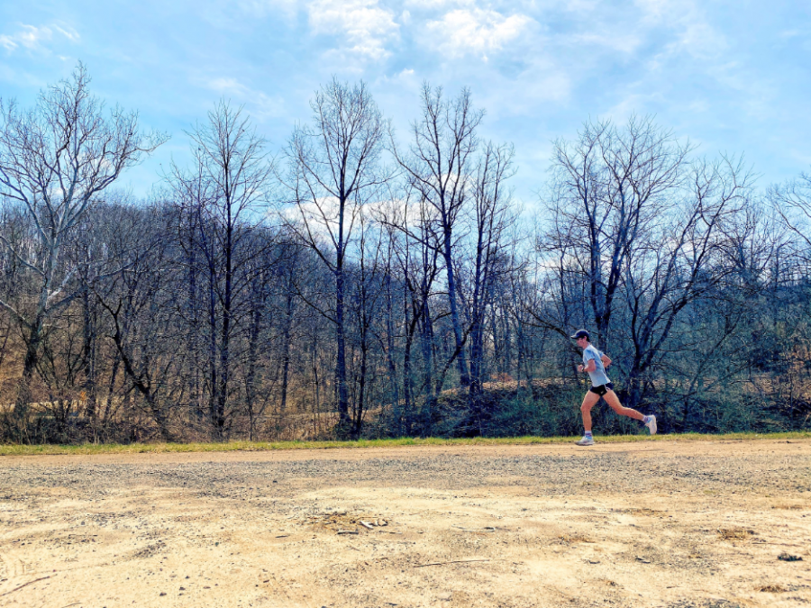 Brendan Sands is on his morning run near Bethany, W.Va.
Sands is building his base in running for the upcoming season.