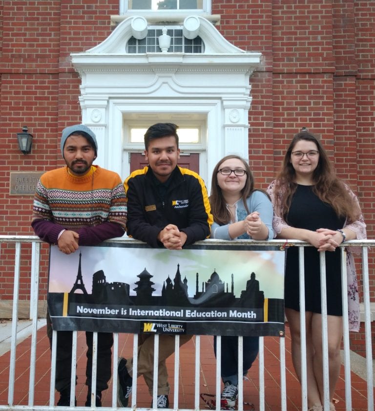 The SPICES International Club Officers. From left to right are shown pre-pandemic, Umesh Nepali (vice president), Adwit Lamichhane (president), Alexis Watkins (events) and Serena Smith (marketing).