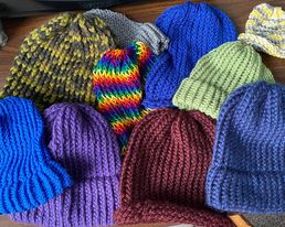Hats that students made at a looming event done by WLU Campus Ministry.