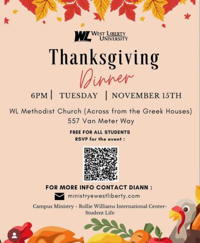 The flyer created for Campus Ministries annual Thanksgiving dinner.
