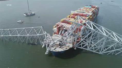 Image from a video of the Francis Scott Key Bridge collapse released by the National Transportation Safety Board.